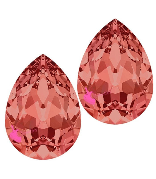 Pear shaped fancy stone 4320 Swarovski® padparadscha 14x10mm unfoiled CAB78-01