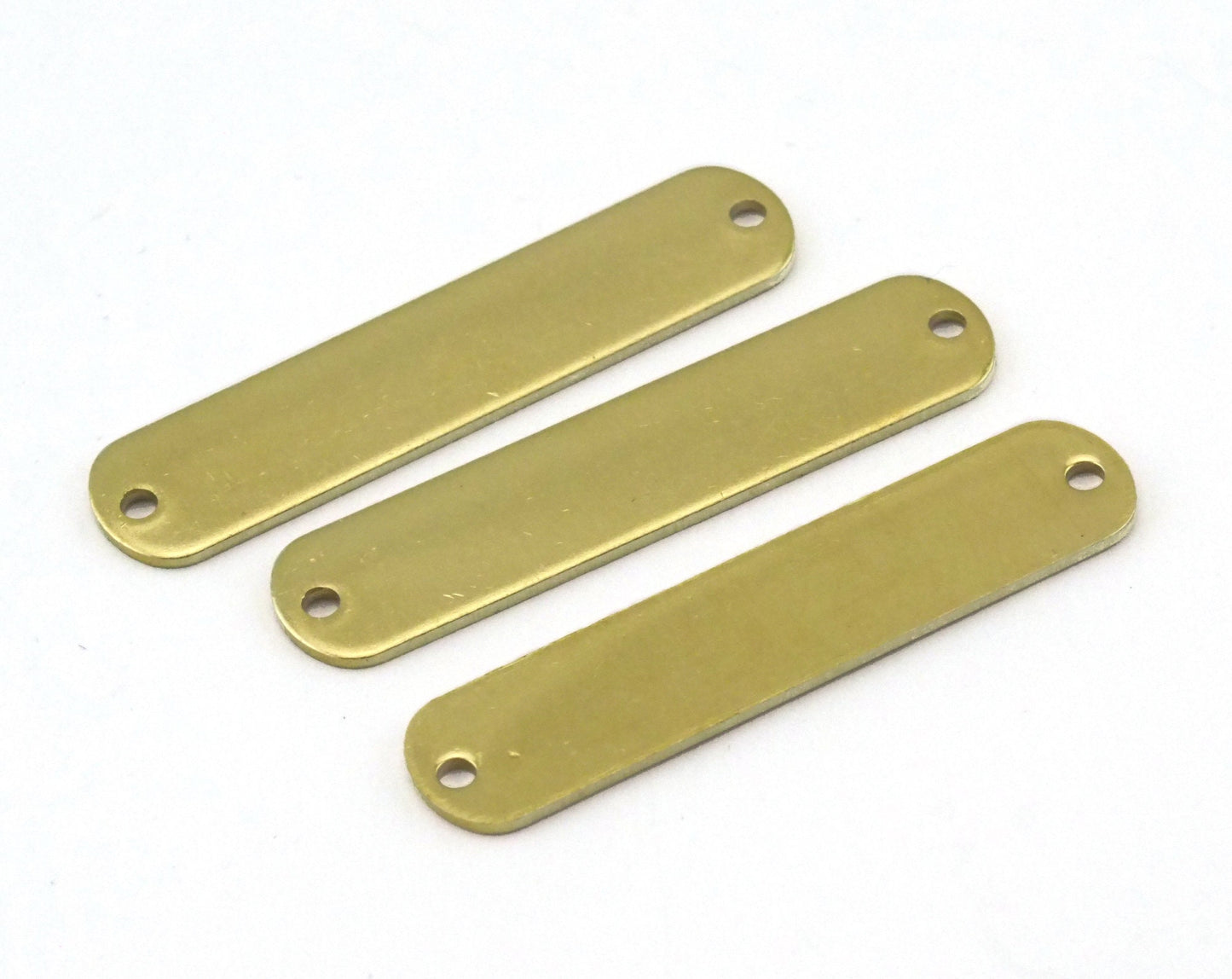 Oblong Rectangle Blank stamping, name tag for bracelets 35x8mm (0.8mm thickness) raw brass 2 hole 2431-180