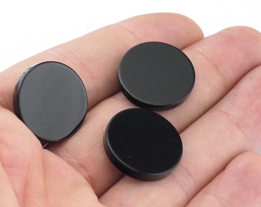 Natural 20mm Black Onyx Coin Gemstone Cabochons 200CB CAB38-05