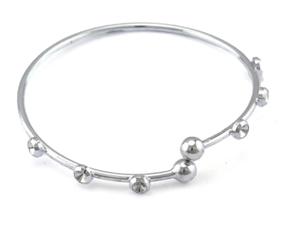 Bracelet 6 setting (3mm rhinestone) Adjustable 60mm Silver plated brass findings charms 2439