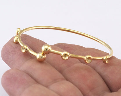 Bracelet 6 setting (3mm rhinestone) Adjustable 60mm Gold plated brass findings charms 2439