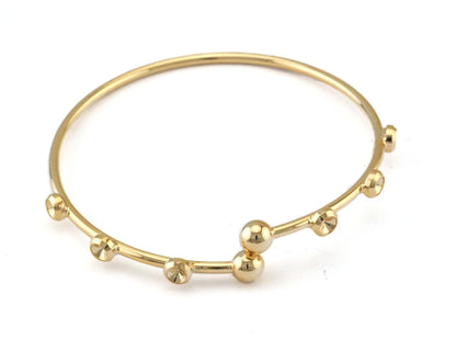 Bracelet 6 setting (3mm rhinestone) Adjustable 60mm Gold plated brass findings charms 2439