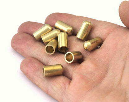 ribbon end caps , 8x15mm 6.1mm inner raw brass cord tip ends, ends cap, findings ENC6 2445