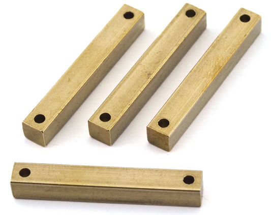 raw brass bar 5x35mm 3/16"x1 3/8" square stamping bar square rod (2mm 5/64" 12 gauge 2 hole ) sbl535-1100