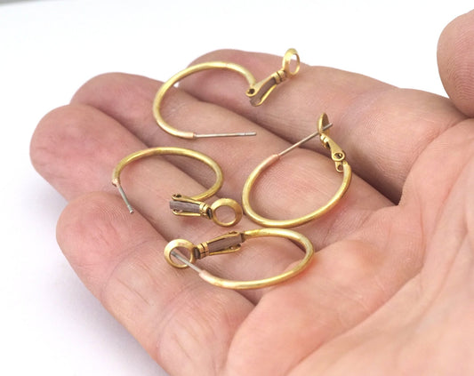 Hoop Earring, Earring clasp Raw brass 20mm 2451