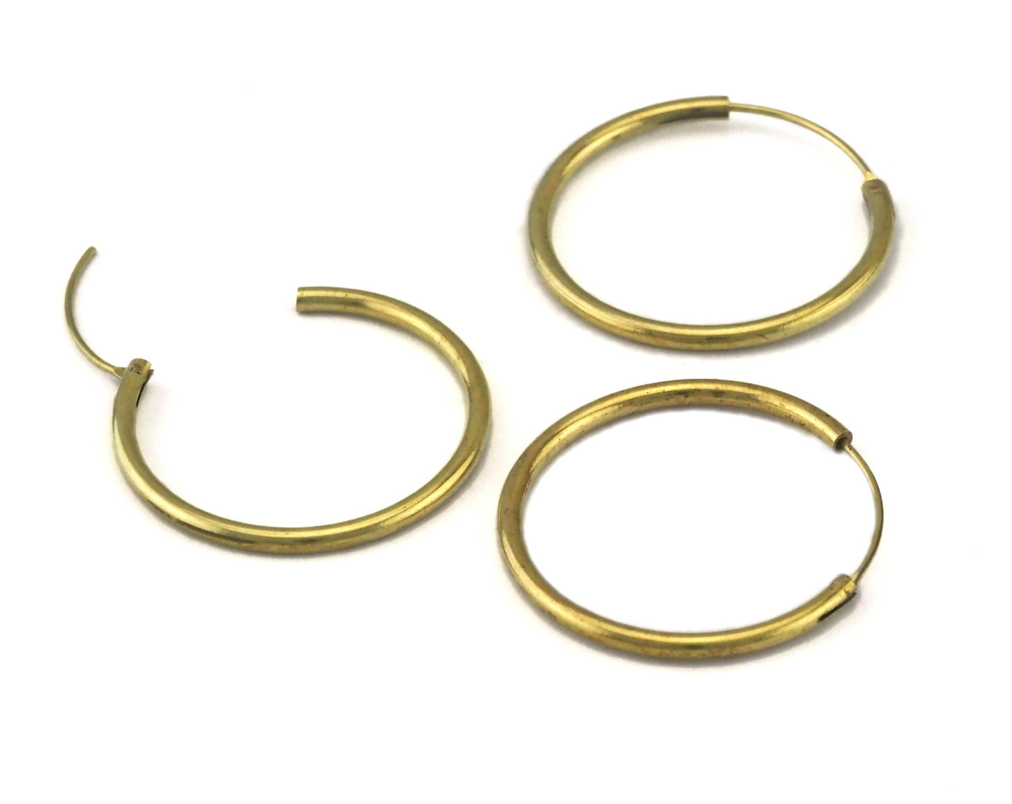 Earring Hoop, Earring Stud clasp Raw brass 30mm 