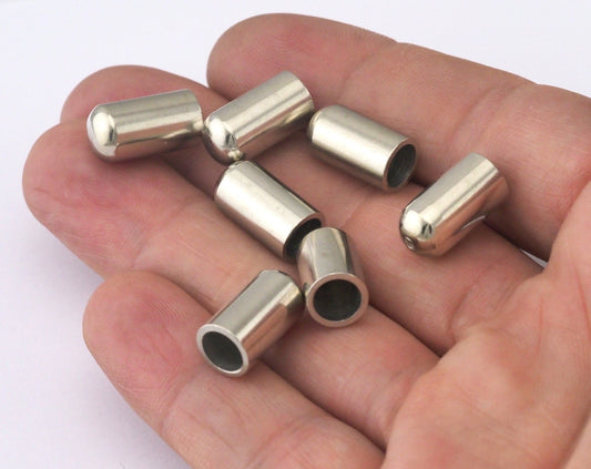 ribbon end caps , 8x15mm 6.1mm inner Silver Tone (Nickel Free) Brass cord tip ends, ends cap, findings ENC6 2445