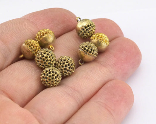2 pcs raw brass 8,8mm 0,35" ball pendant finding O31