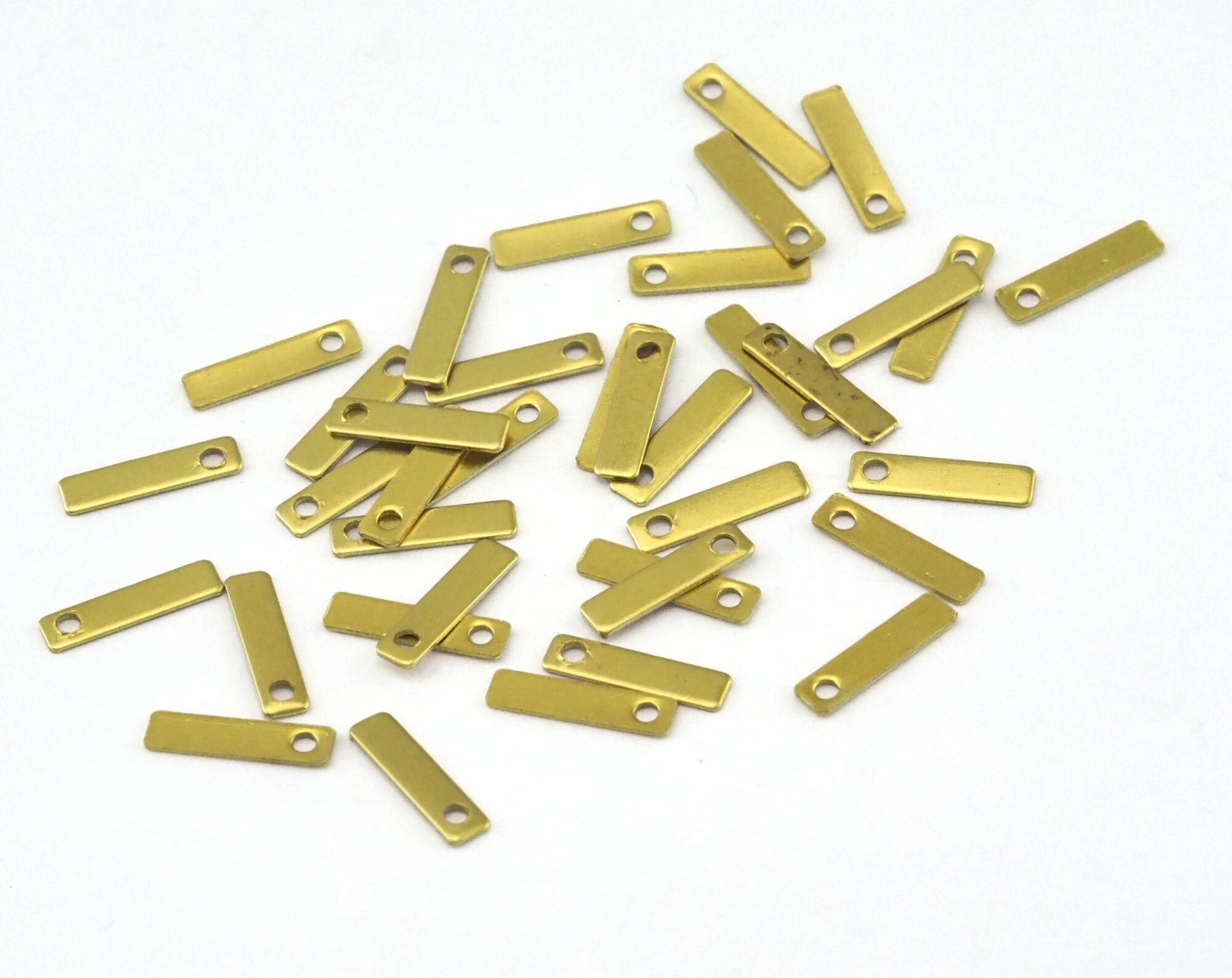 Small Rectangle Charm Raw Brass 10x2.5mm (0.5mm thickness) 1 hole Tag findings 2467-10