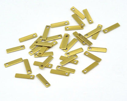 Small Rectangle Charm Raw Brass 10x2.5mm (0.5mm thickness) 1 hole Tag findings 2467-10