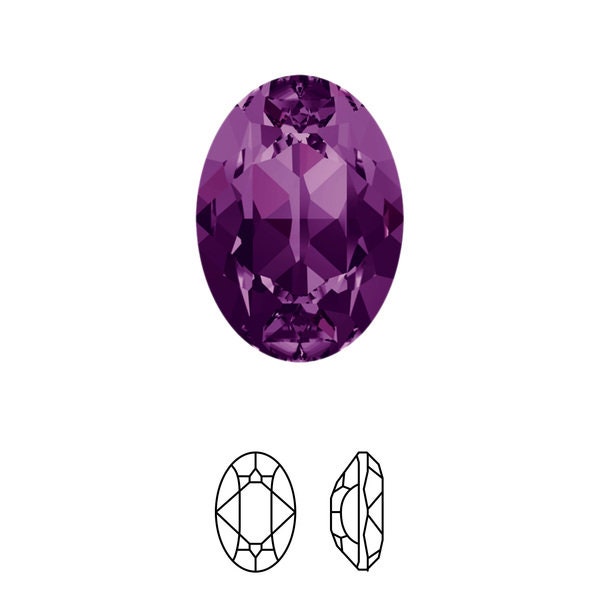 Oval fancy stone 4120 Swarovski® amethyst (204) satin 10X14mm unfoiled back