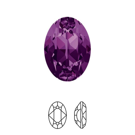 Oval fancy stone 4120 Swarovski® amethyst (204) satin 10X14mm unfoiled back