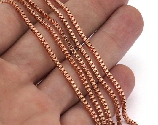 Rose gold tone alloy square chain cube box chain 1,9mm z025