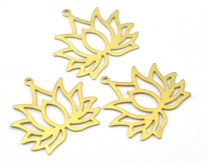 Lotus Charm Raw Brass 29x30mm (0.5mm thickness) 1 hole Tag findings 2469-110