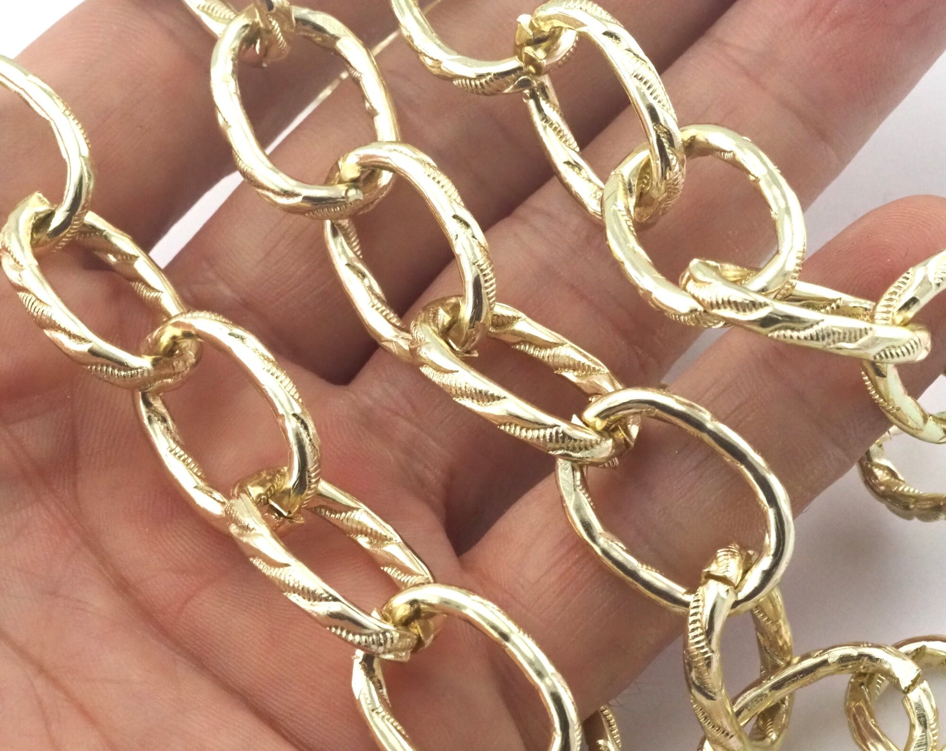 1 mt 3,3 feet 16x21mm Gold anodized Aluminum Shiny Chunky Gold chain LAV2-14