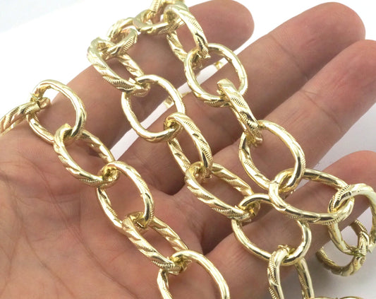 1 mt 3,3 feet 16x21mm Gold anodized Aluminum Shiny Chunky Gold chain LAV2-14