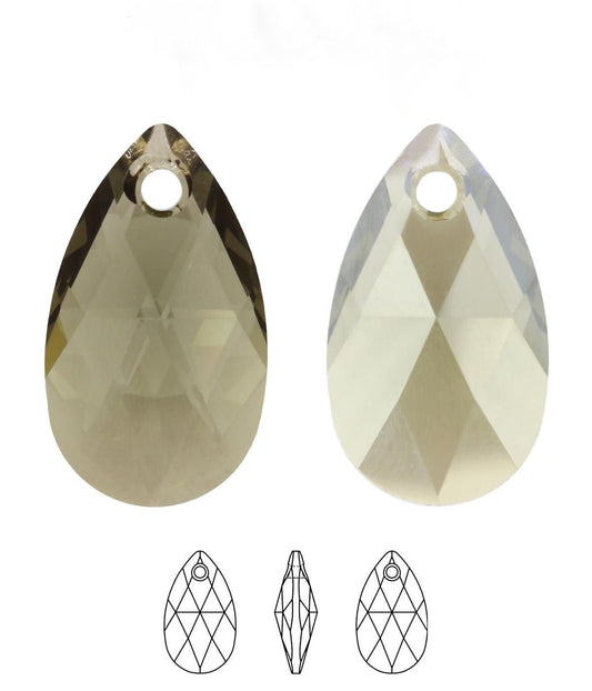 Pear shaped pendant 6106 Swarovski® black diamond (215) golden shadow (gsha) 16mm oz357