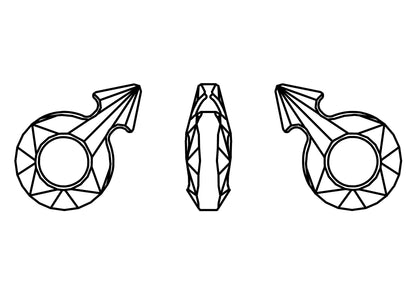 Male Symbol 4878 Swarovski crystal (001) 18x11.5mm Foiled Limited Stock