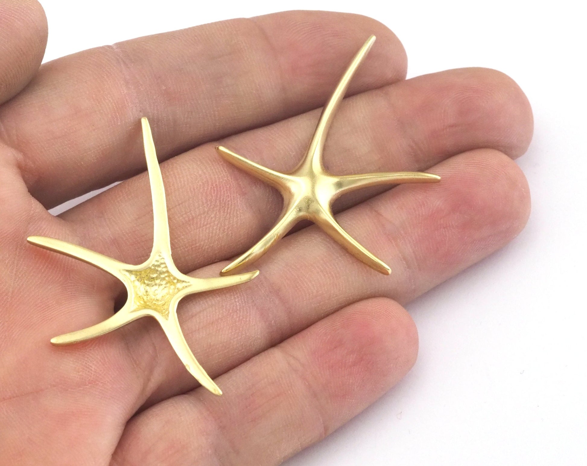 Starfish Charms pendant raw brass 48x35mm 2470