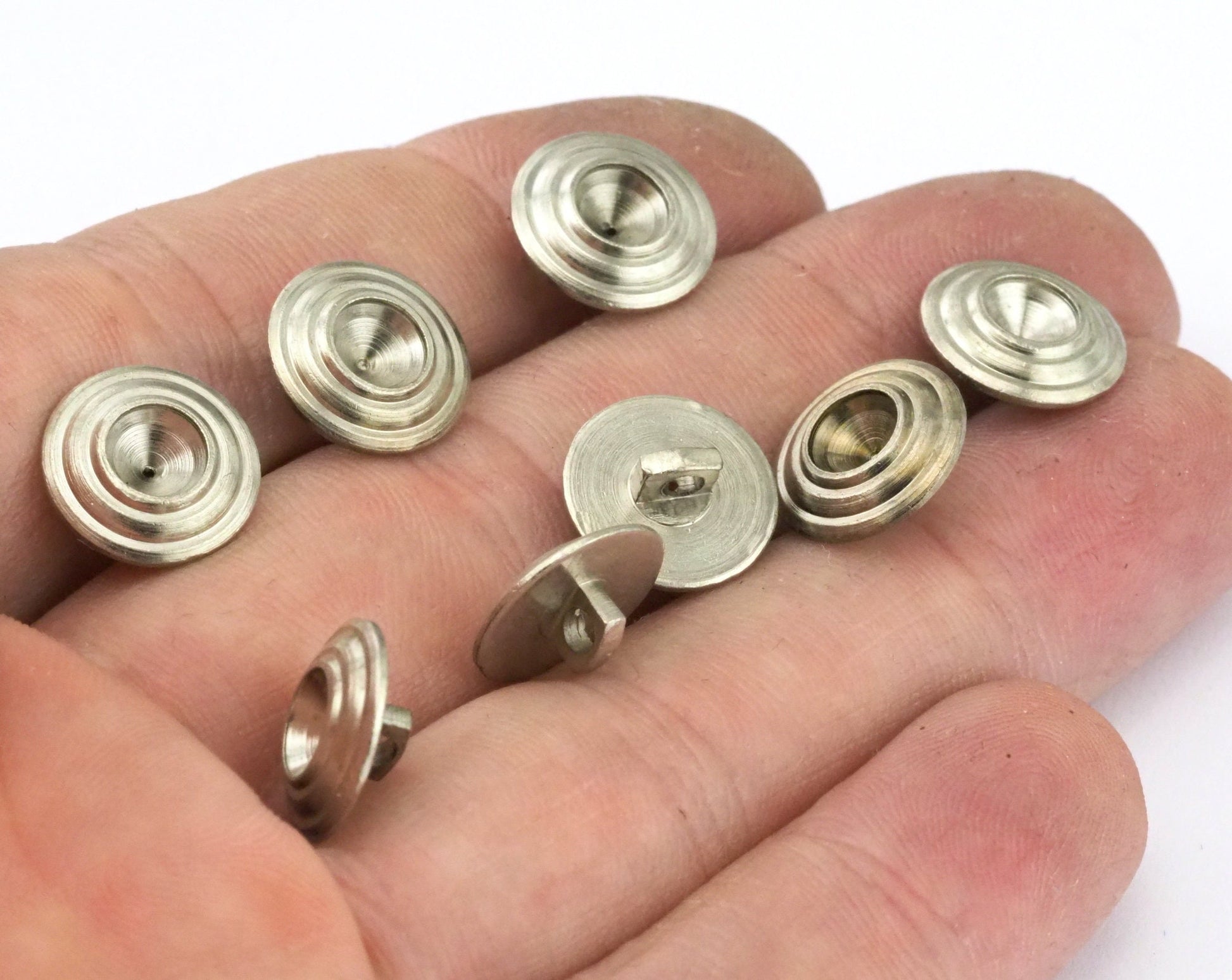 Round button Nickel Plated Brass 12x5.5mm (SS25 5.5mm inside setting diameter ) O36-04