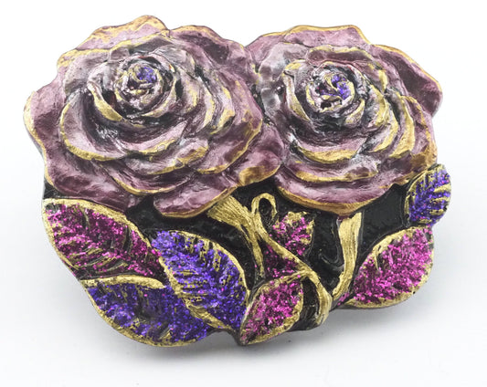 Flowers Belt Buckle, Vintage Resin Wall decor 91x71mm limited stock Made in Germany bjk070