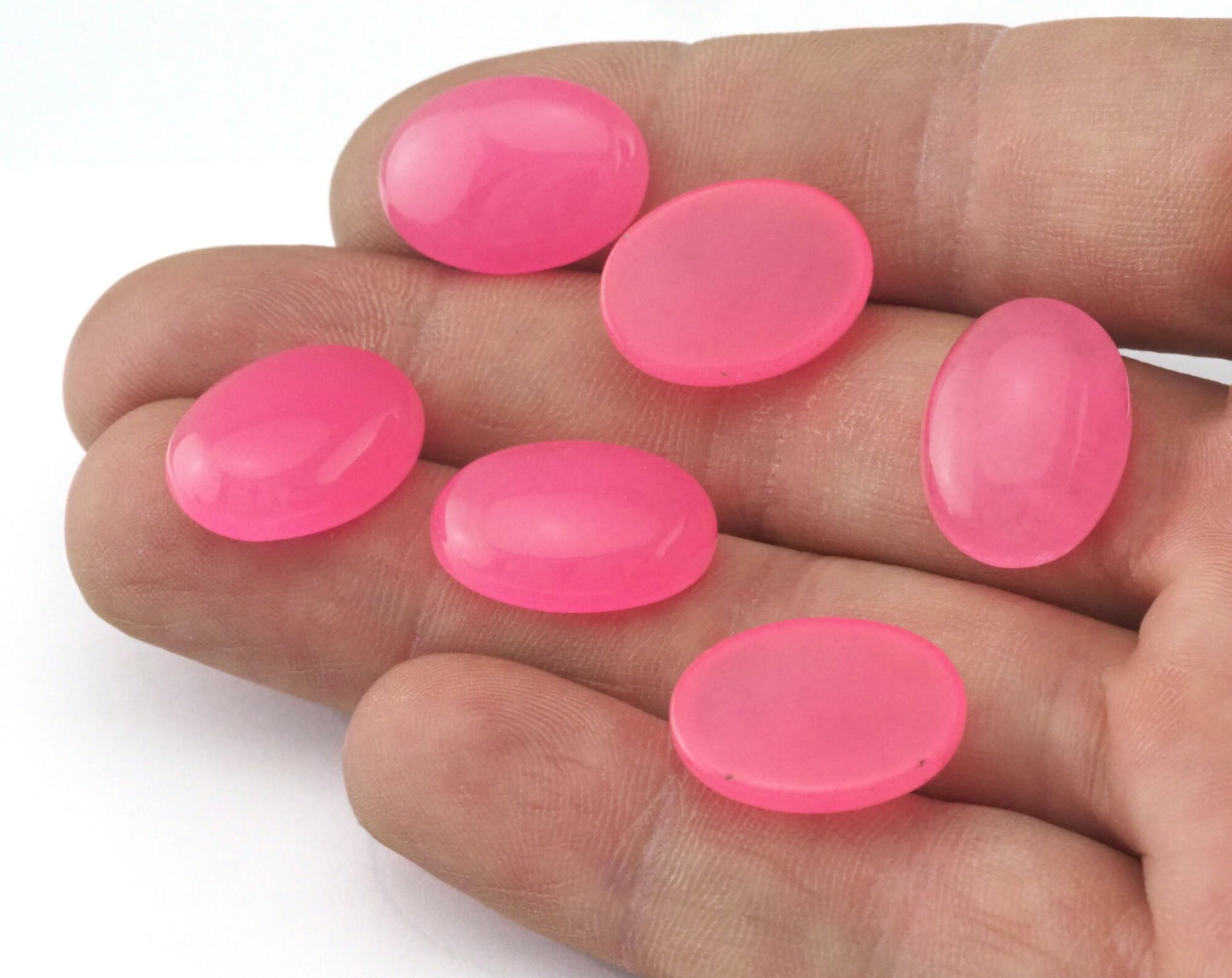 4 pcs Pink oval cabochons 13x18mm dyed quartzite Cab23-01