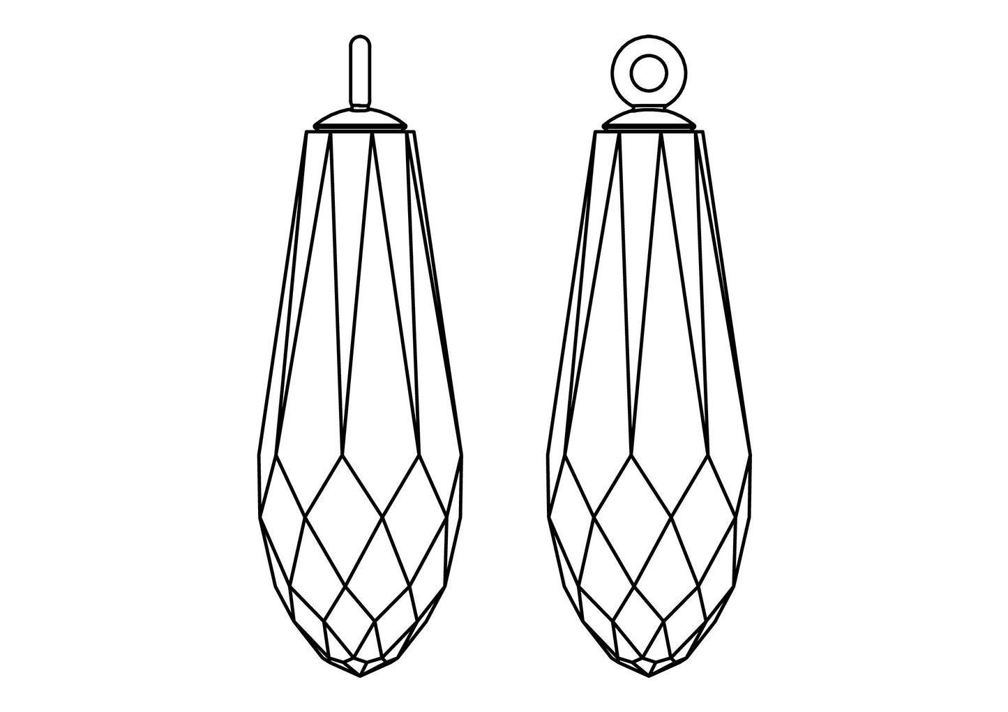 Pure drop pendant 6531 Swarovski® siam (208) (half hole) with classic gun metal plating cap 15.5mm