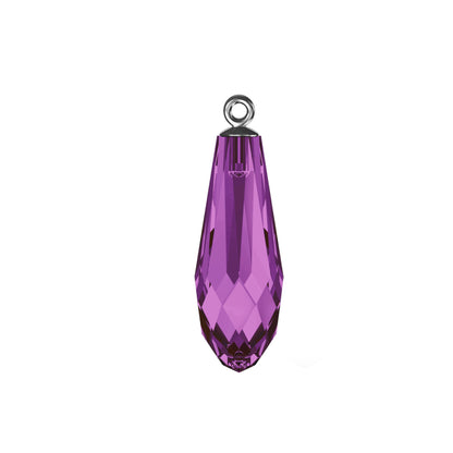 Pure drop pendant 6531 Swarovski® amethyst (204) (half hole) with classic gun metal plating cap 34mm