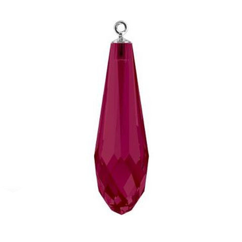 Pure drop pendant 6531 Swarovski® ruby (501) (half hole) with classic rhodium plating cap 34mm