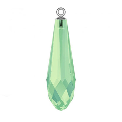 Pure drop pendant 6531 Swarovski® chrysolite opal (294) (half hole) with classic rhodium plating cap 15.5mm