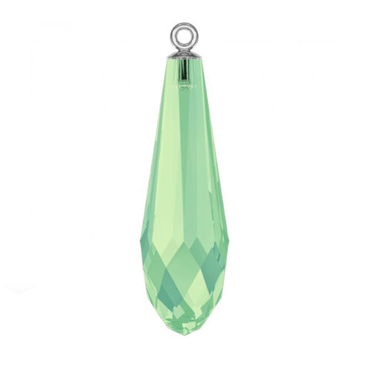 Pure drop pendant 6531 Swarovski® chrysolite opal (294) (half hole) with classic rhodium plating cap 15.5mm
