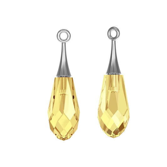 Pure drop pendant 6532 Swarovski® crystal metallic sunshine (half hole) with trumpet cap 31.5mm