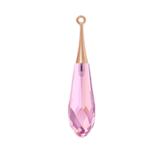 Pure drop pendant 6532 Swarovski® crystal lilac shadow (half hole) with trumpet cap 21mm