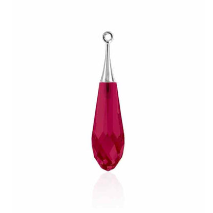 Pure drop pendant 6532 Swarovski® ruby (half hole) with trumpet cap 31.5mm