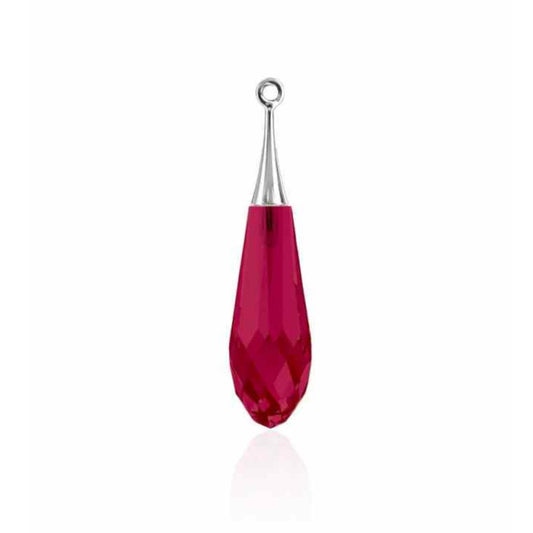 Pure drop pendant 6532 Swarovski® ruby (half hole) with trumpet cap 31.5mm