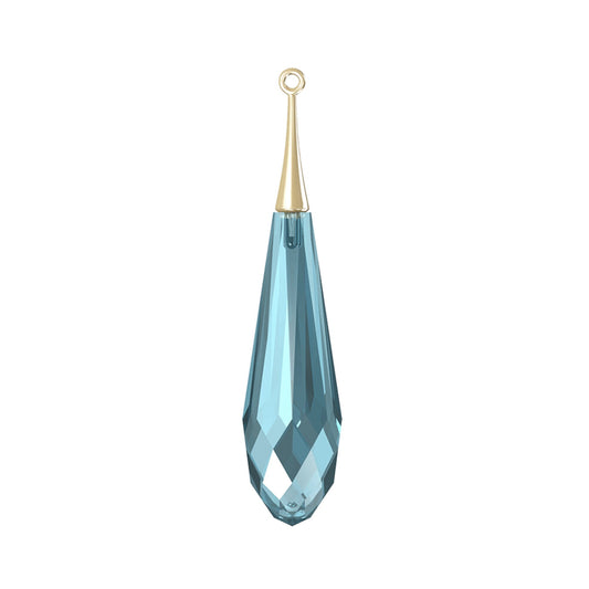 Pure drop pendant 6532 Swarovski® aquamarine (half hole) with trumpet rose gold cap 44mm