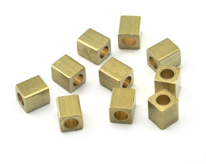 Square spacer beads ,Raw, Shiny Silver, Gold, Matte Gold Plated Brass 5x6mm bab3 1927