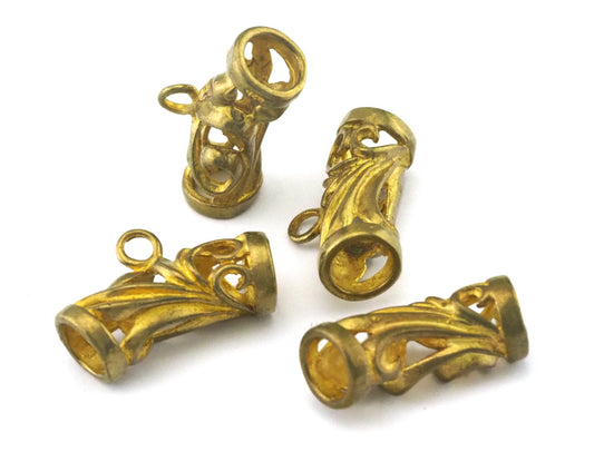 Raw Brass Pendant Holder Filigree 24mm (hole 6,7x6mm ) Charms, holder, Findings 1244