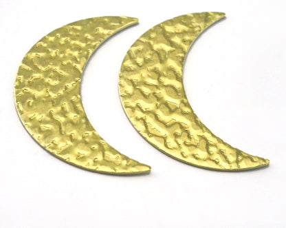 Crescent brass textured 44x27mm pendant charms Raw brass 2478-405