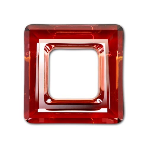 Square ring fancy stone 4439 Swarovski® Crystal red magma (redm) 20mm Square Frame cab120-10