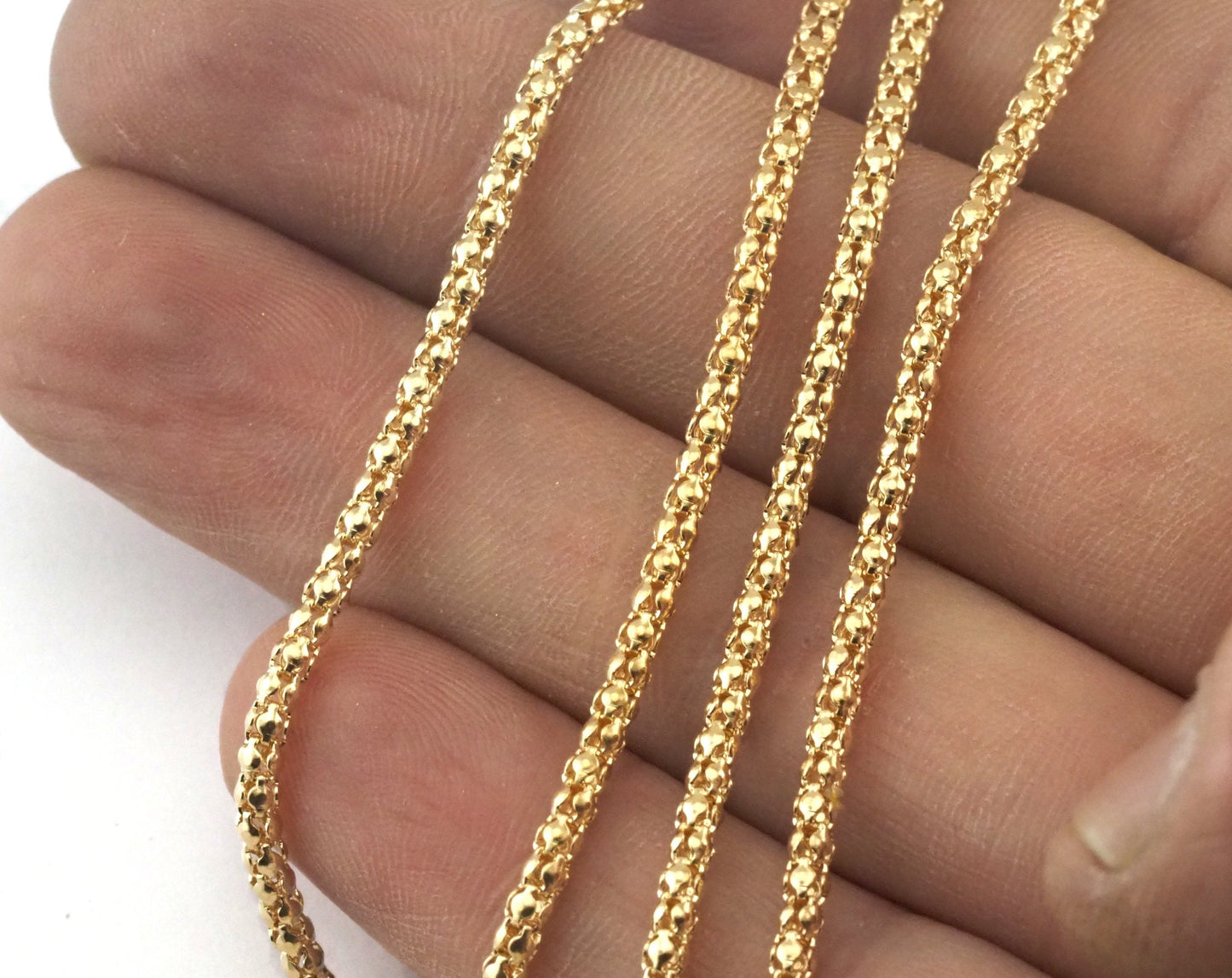 Hollow Mesh chain yellow tone 2.4mm Z127