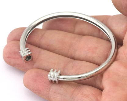 Cube Bracelet 68x53mm Silver plated brass findings charms 2459