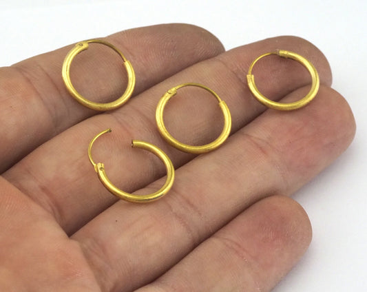 HoopEarring , Earring clasp Raw brass 16mm 4 Pcs 2462