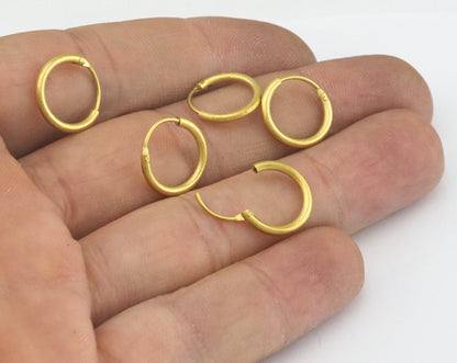 Earring Hoop, Earring clasp Raw brass 4 Pcs 14mm 2462