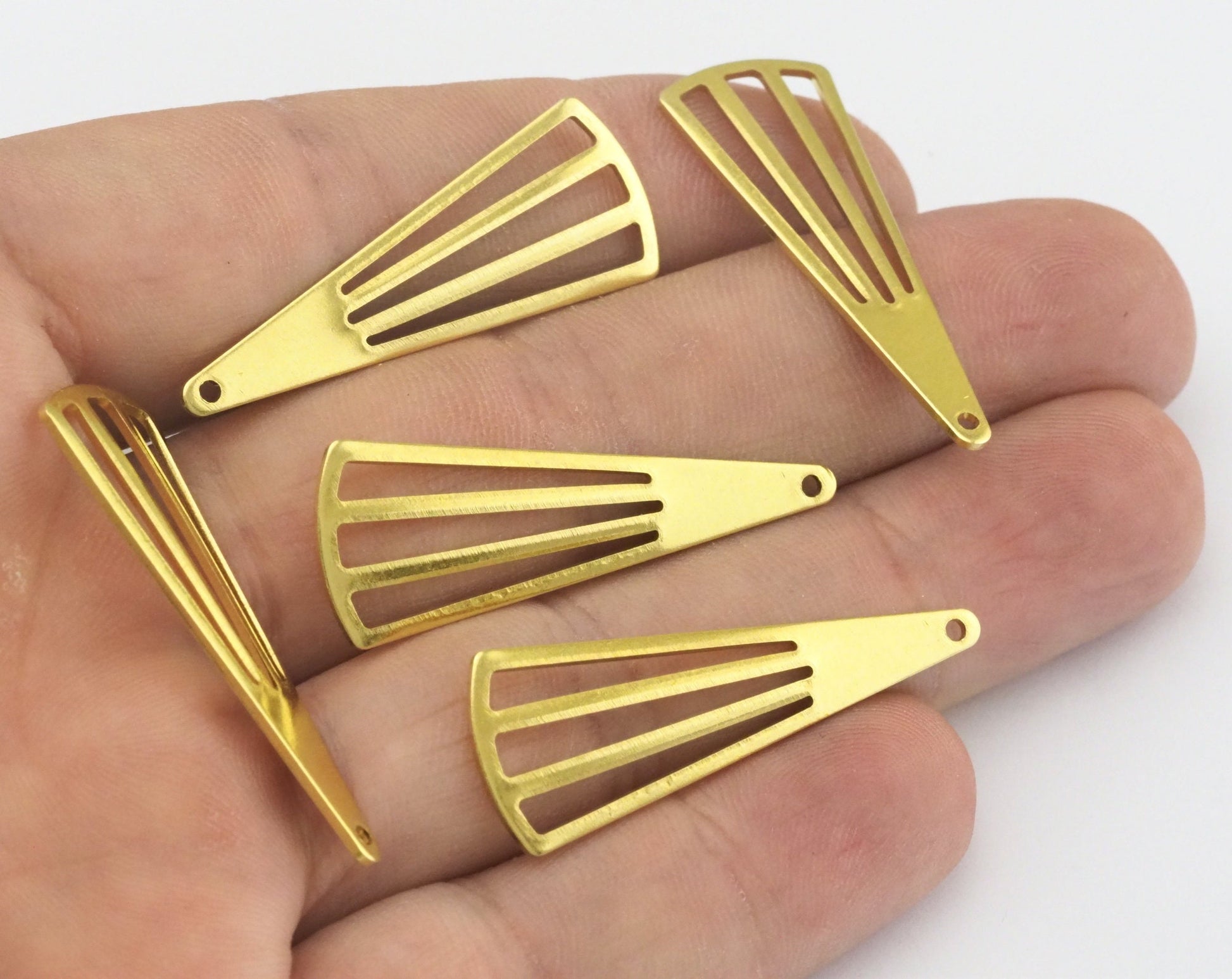 Triangle Charm Raw Brass 37x14mm (0.8mm thickness) 1 hole Tag findings 2465-130