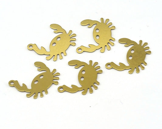 Crab Charm Raw Brass 17x15mm (0.5mm thickness) 1 hole Tag findings 2466-50