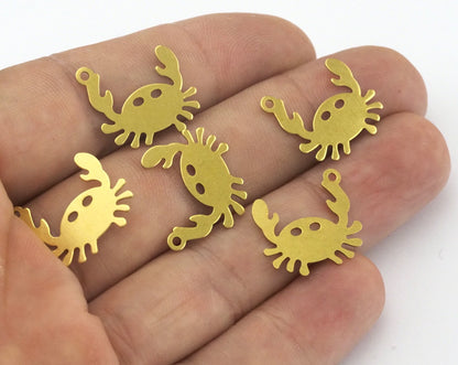 Crab Charm Raw Brass 17x15mm (0.5mm thickness) 1 hole Tag findings 2466-50