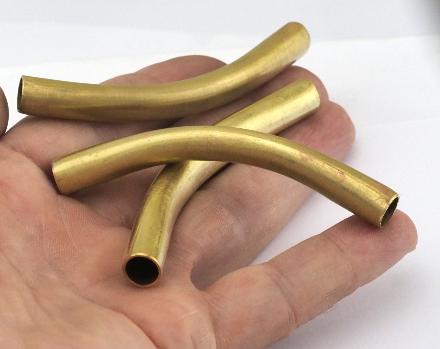 Curved Tube Raw Brass 9x80mm (8mm inner size) Pendant Findings bab8 2473