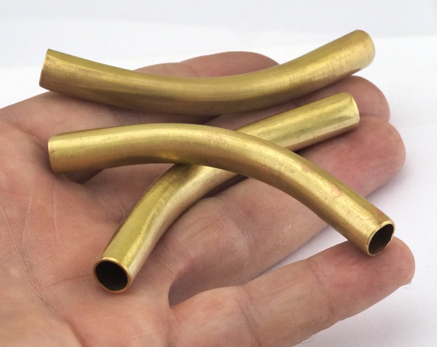 Curved Tube Raw Brass 9x80mm (8mm inner size) Pendant Findings bab8 2473