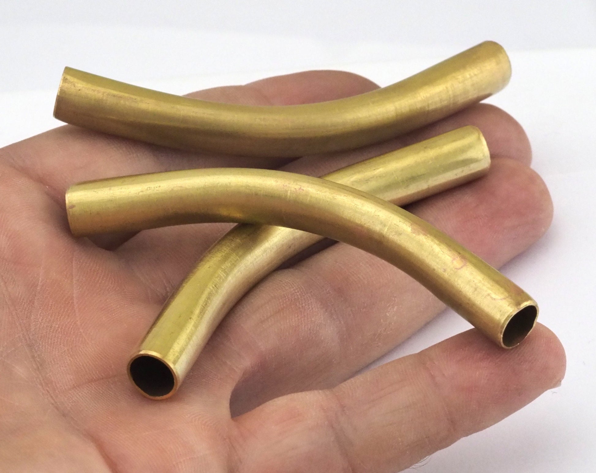 Curved Tube Raw Brass 9x80mm (8mm inner size) Pendant Findings bab8 2473